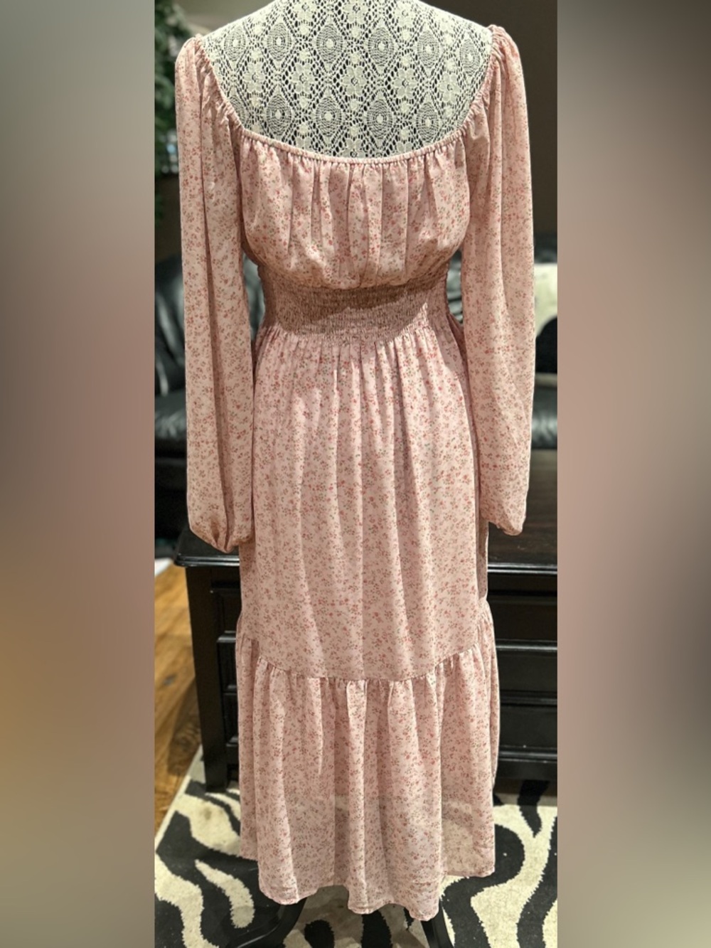 Lush Blush Floral Long Sleeve Smocked-Waist Maxi Dress - Picture 4 of 8